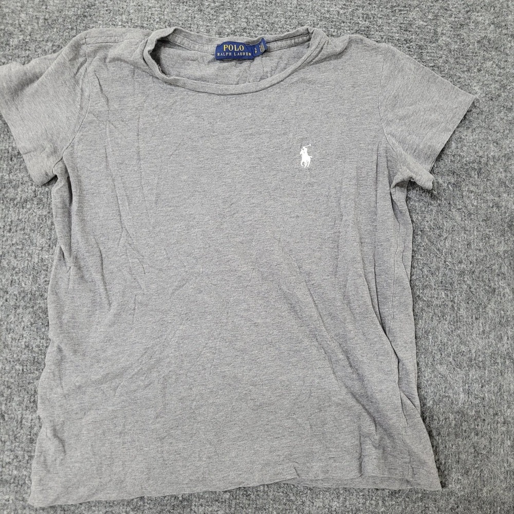 Polo Ralph Lauren T-Shirt Womens Size S Grey Short Sleeve Slim Fit Cotton Pony